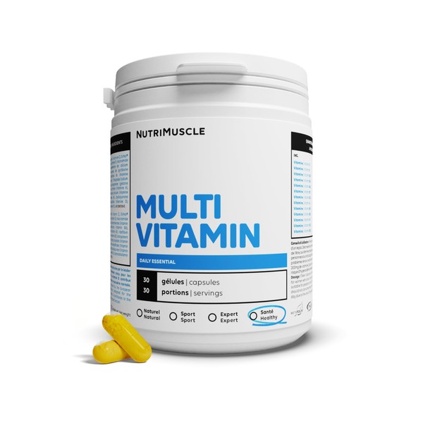 Multivitamins 13 vitamins | Rich in Vitamin D, C, E, B3, B5, B6, B1 • Health and Sport • Immune Strengthening • Antioxidant | Nutrimuscle | 30 Capsules