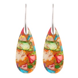 Lettarius Natural Crystal Healing Moon Stone Drop Earrings for Women Colorful Sea Sediment Rock Teardrop Birthstone Quartz Dangle Silver Jewelry