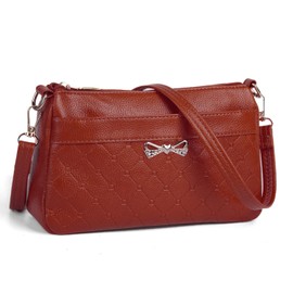 Woodland Leathers Women's Crossbody Shoulder Bag - Elegant Faux Leather Ladies Handbags With Quilted Design, Lightweight, Multi-zip Compartments, Adjustable Strap Small Handbag (Brown)