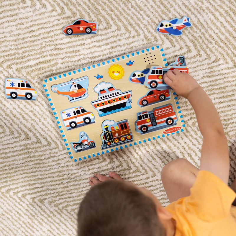 Melissa & Doug Wooden Light-Activated Sound Puzzle 2-Pack for Toddler