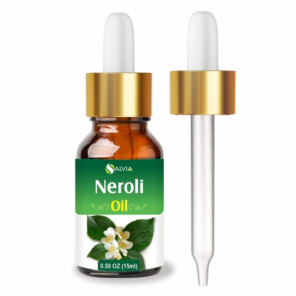 Neroli Oil (Citrus Aurantium) 15 ML with Dropper Therapeutic Essential Oil Amber Bottle 100% Natural Uncut Undiluted Pure Cold Pressed Aromatherapy Premium Oil by Salvia