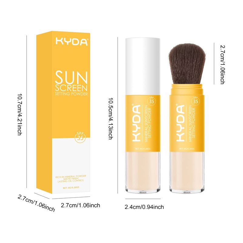KYDA KYDA Mineral Sunscreen Setting Powder, SPF 35, Translucent, Mineral