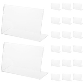 Mini Acrylic Sign Display Holder - 20Pcs Small Card Display Stand, Name Card Holder L Shape Display Holder for Offices Schools Supermarket