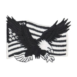 Eagle USA Flag Black White Patch for Iron-On or Sew On Iron-On Patch Iron-On Patch for Clothes Iron-On Patch Application Patch Size 8.0 x 6.0 cm