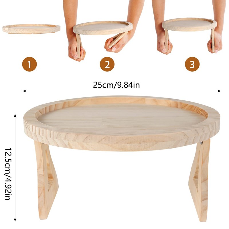 Natural Pine Wood Sofa Side Tables Waterproof Round Portable and
