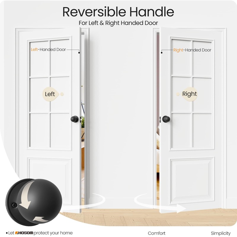 HOSOM 2 Pack Dummy Door Knob Matte Black Dummy Door