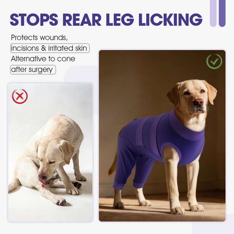 QBLEEV Dog Surgery Recovery Suit for Rear Legs, Long Back