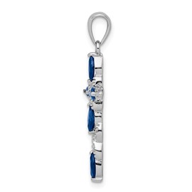 Qgold Sterling Silver Rhodium-plated Sapphire and Diamond Cross Pendant