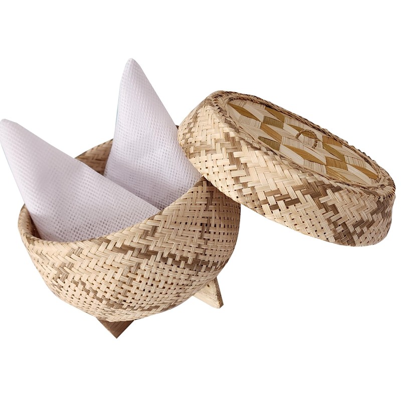 Heavens Tvcz Handmade Bamboo Sticky Rice Serving Basket with Lid