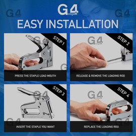 G4GADGET Heavy Duty Staple Gun for Wood & Upholstery - Cordless Nail Gun, Adjustable Force, Electric Stapler Kit for DIY, Carpentry, and Decoration