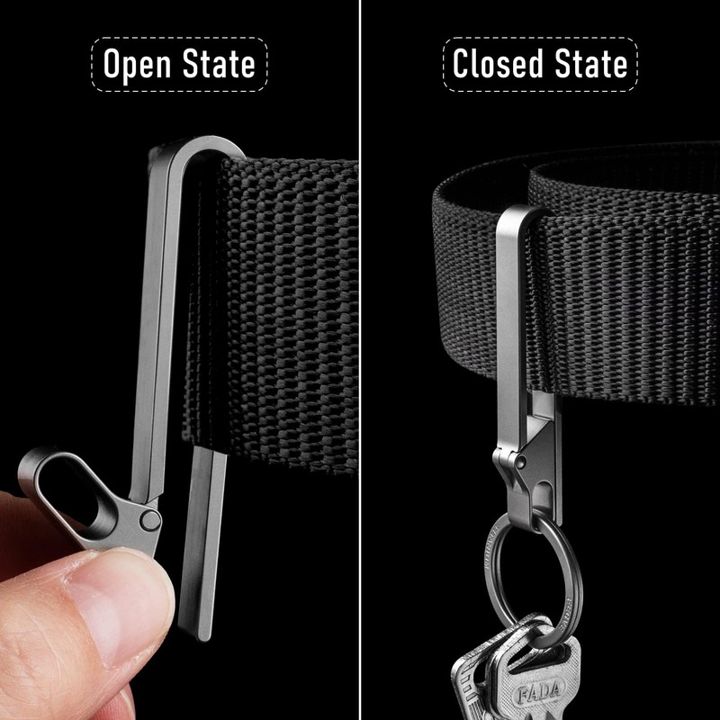 TIMULTI Titanium Key Chain Belt Clip Belt Hook, gray