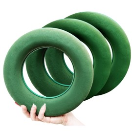 Floral Foam Wreath Round 3 Pieces – Set in 25 cm – Wet Floral Foam Set – Floral Moss, Floral Foam Ring for Flower Arrangements, Sponge for Crafts for Parties, Weddings, Gifts, Made in Germany