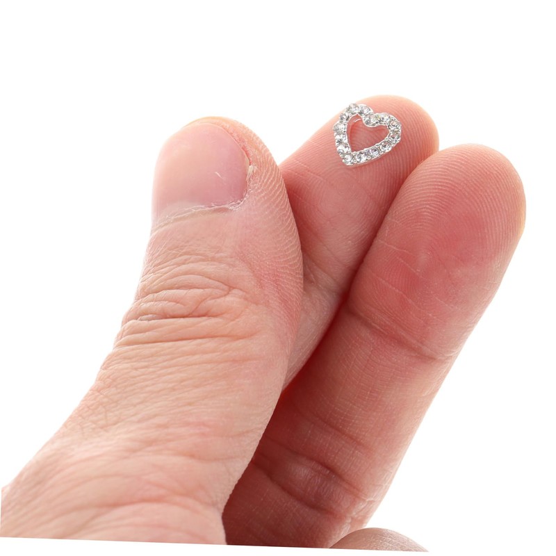 Healeved 10pcs Rhinestones Nail Charms Heart-Shaped Nail Decorations Creative Accessories