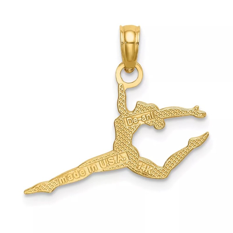 GlittersandGold 14k Solid Polished Gymnast Charm Bracelet Necklace