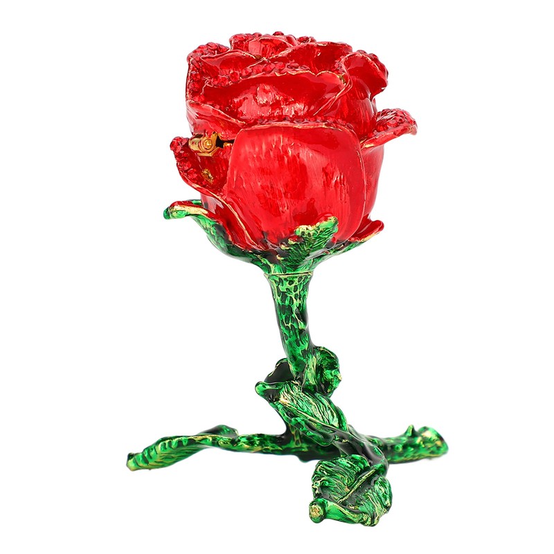 Jewelry Box Rose Shaped Rhinestone Delicate Retro Ring Earring Storage