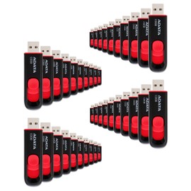 PSA Kit 40 Piezas Unidad Flash USB ADATA Serie C008 16 GB Modelo AC008-16G-RKD Color Negro con Rojo Pack de Flash Drives Deslizantes COMPUTO Y PAPELERIA
