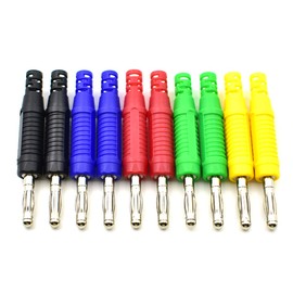 5Colors 4mm Banana Plug Solder DIY Male Connectors Adapters for Multimeter Test Leads Electrical Testing-10Pack