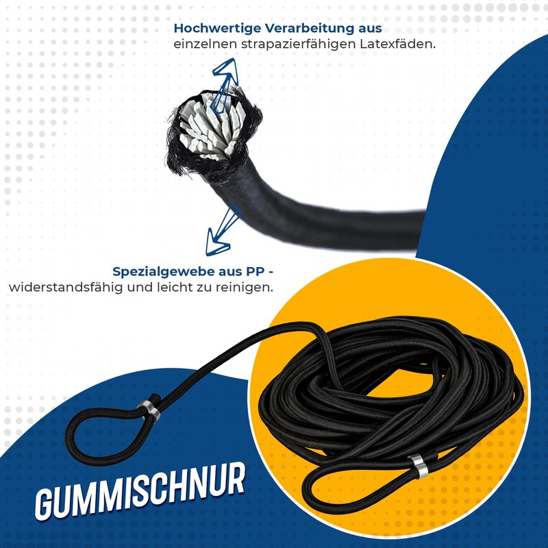 Rubber Cord, 10 Metres, Expander Rope, 7.5 mm Rubber Cord