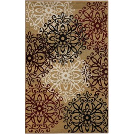 Superior Indoor Area Rug, Jute Backing, Plush Rugs for Entry, Office, Living, Dining, Kitchen, Hardwood Floors, Vintage Aesthetic, Boho Home Decor, Leigh Collection, 4' x 6', Gold