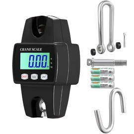 giahogy Portable Mini Crane Scale 300 kg / 660 lb, Heavy Duty Digital Hanging Scales LCD Display with Backlight (Black, 660 lb)