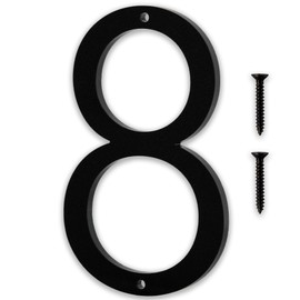Discovered Designs 5" (8) Modern Address House Numbers for Outside - Easy to Install 3D Matte Black Acrylic Individual Numbers for Address on House, Weatherproof No Rust, Made in USA, Includes 2 - 3/4" Screws, Door Mailbox Number Home Address Number