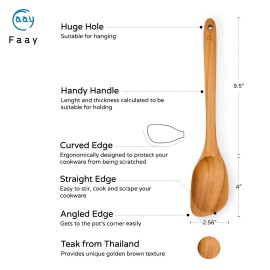 FAAY Teak Wooden Utensils, Healthy Spoon and Spatula Handcraft from High Mois...