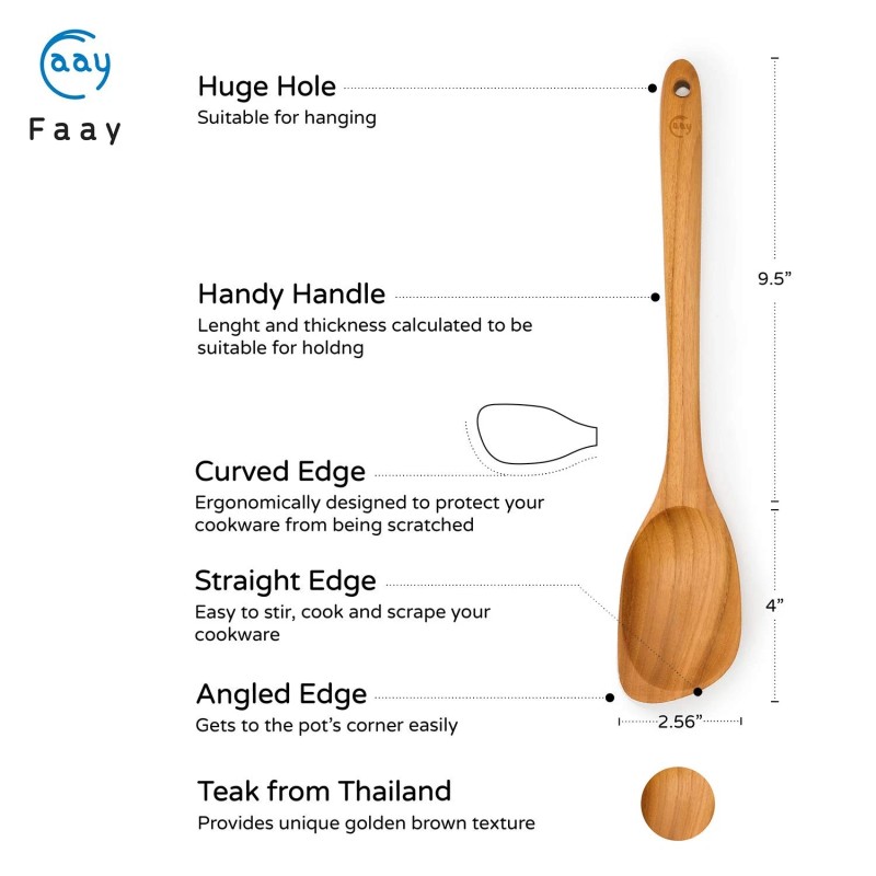 FAAY Teak Wooden Utensils, Healthy Spoon and Spatula Handcraft from