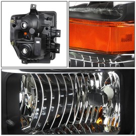 Headlight Assembly Compatible with 2008-2010 Ford F250 F350 F450 F550 Super Duty Left Right Headlamps Black Housing Amber Reflector 7C3Z13008BA 7C3Z13008AA FO2502243 FO2503243