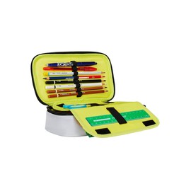 Seven Quick Case Tech School Pencil Case, Grey, with Pens, Pencils, Colours, Backpack Accessories, Grey, Taglia Unica, Modern