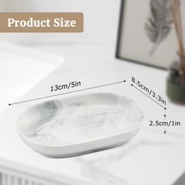 Ceramic Soap Dish Grey Bathroom Accessories, Anti-Slip Soap Holder, Grey Soap Dishes for Bathroom, Easy to Clean, Durable and Stylish Soap Box for Shower, Kitchen, and Bathroom
