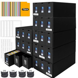 ATPWONZ Trading Card Storage Box, 24000+ Cards Storage Box for Commander Display, Trading Cards Organizer with 72 Card Dividers, Labels & Tapes, Visible Card Deck Box for TCG MTG PTCG Sport Cards