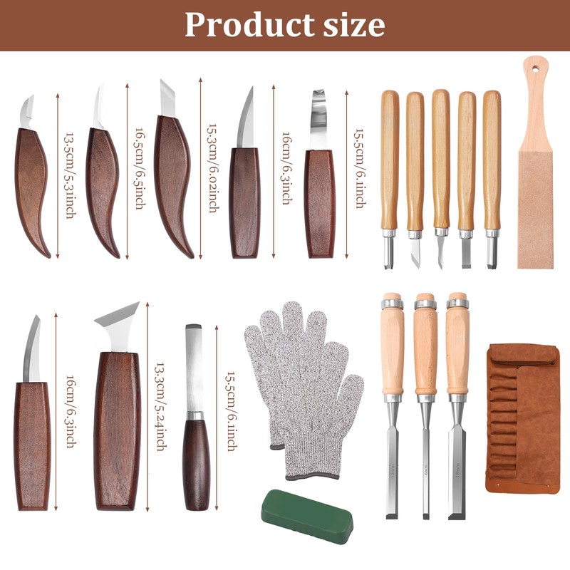 20Pcs Wood Carving Kits, Wood Carving Knife Set with PU