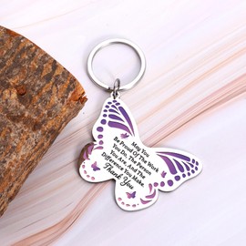 Butterfly Keychain Thank You Gifts for Women Teacher Colleague Coworker, Secret Santa Gifts for Coworker Teacher Women, Office Employee Appreciation Gift Thank You Gift for Her Teachers Nurse Doctor