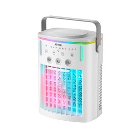 VEVOR Portable Air Conditioner, 4-in-1 Evaporative Air Cooler with Remote Control, 3-Speed Mini Air Conditioner with Timer, 3 Mist Levels, 1L Water Tank, 120° Oscillating Mini AC Fan for Desktop Home