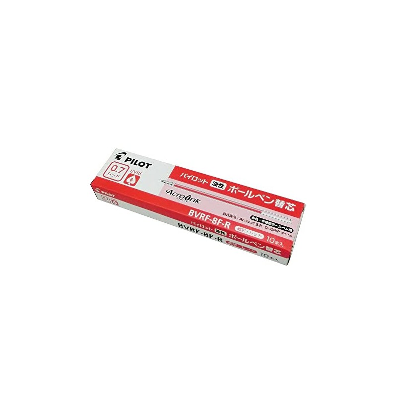 Pilot Ballpoint Pen Refill, BVRF-8F-R, 0.7mm, 10pcs, Red
