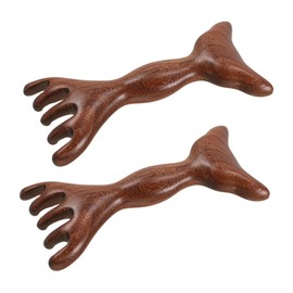TOVINANNA 2pcs Wooden Massage Comb Ergonomic Dual Ended Scalp Massager for Relaxation Meridian Therapy Handheld Tool for Hair Massage Natural Design