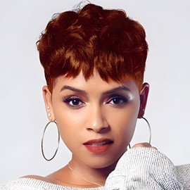 Nicelatus Short Pixie Cut Hair Wigs with Bangs Natural Synthetic Colorful Hair Wigs for Black Women 7 Colorful Available (Nicelatus -918-350#)