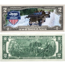 Colorized Jeep $2 Federal Reserve Note Ambulance