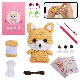 Fox Crochet Kit for Beginner-Friendly Amigurumi Animal Craft Set Includes Hook, Eyes, Stuffing | Creative DIY Gift for Women, Mothers Day Christmas