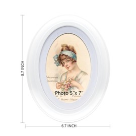 irbaniland 3 Pack Oval Picture Frame Hanging Round Home Decor White Black Decoration Tool Tabletop Vintage White 5x7 Inch