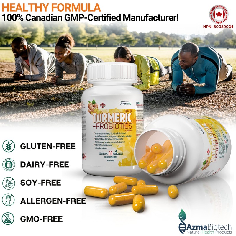 Turmeric Curcumin & Probiotic Capsules - 1000mg (2 caps) Organic