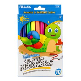 BAZIC Products 10 Color Fine Line Washable Markers (1224-24P)