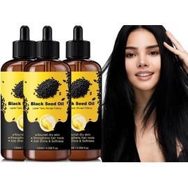 Aceite de Comino Negro Orgánico para Cabello, Aceite de Semilla Negra Acondicionador, Fortalece el Cabello, 120ml (3PCS)