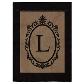 pingpi Monogram L Burlap Double Sided Garden Flag - 18" H x 12.5" W