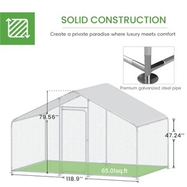 GOJOOASIS Large Metal Chicken Coop for 15-20 Chickens Walk-in Run Pen Cage Outdoor Poultry Coop for Yard Garden with Waterproof and Anti-UV Cover for Hens, Ducks, Rabbits, or Small Animals (Spire Top)