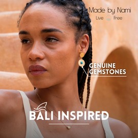 Made by Nami Vintage Stud Earrings Set with Turquoise Stone Surgical Stainless Steel Boho Jewellery Women's Statement Earrings Hanging Waterproof Jewellery Gift for Her, Stainless Steel, No Gemstone