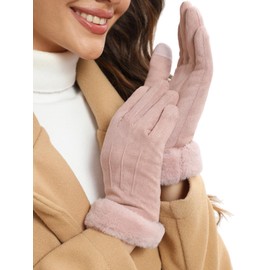 Vislivin Women Winter Warm Gloves Thermal Touchscreen Gloves Fleece Lined Windprooff Outdoor Suede Gloves Pink-S