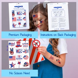 96 PCS American Flag Temporary Tattoos, USA Flag Tattoos, USA Flag Temporary Tattoos, Red White and Blue Tattoos, Red White and Blue Party Supplies, JULY 4th, Memorial Day, Labor Day Decoration