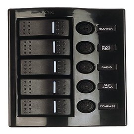 Sea-Dog 425110-1 Wave Rocker Switch Panel with 5 Illuminating Switches & Fuse