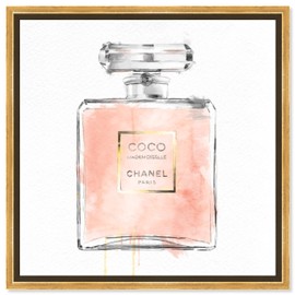 The Oliver Gal Artist Co. Fashion and Glam Framed Wall Art Canvas Prints 'Mademoiselle' Perfumes Home Décor, 20" x 20", Pink, White